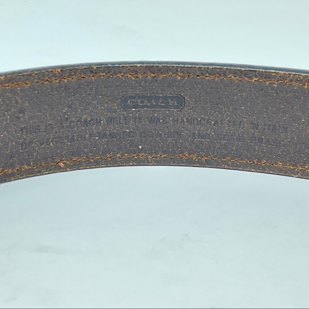 Coach Brown Leather Brass Buckle Classic Dress Fashion Italian Belt Stitching 30 - Picture 7 of 12